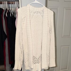 Abercrombie & Fitch Cream Open-Front Knit Cardigan